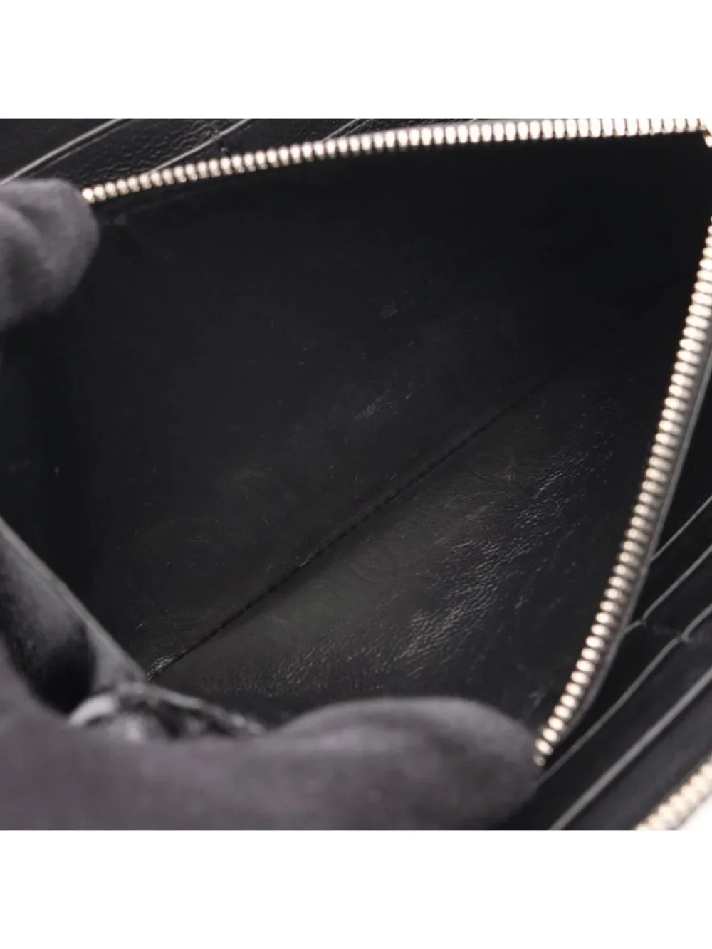 Balenciaga Round Length Wallet Black Leather